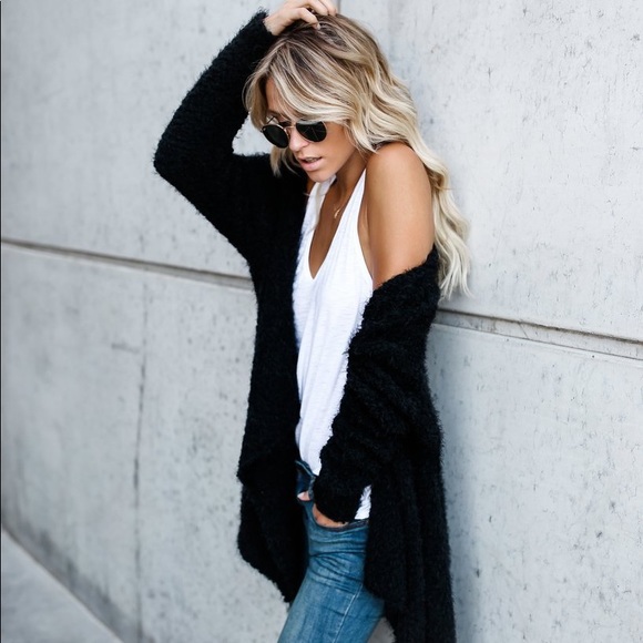 Soft Teddy Fuzzy Cardigan Open Front Slouchy - Picture 13 of 16